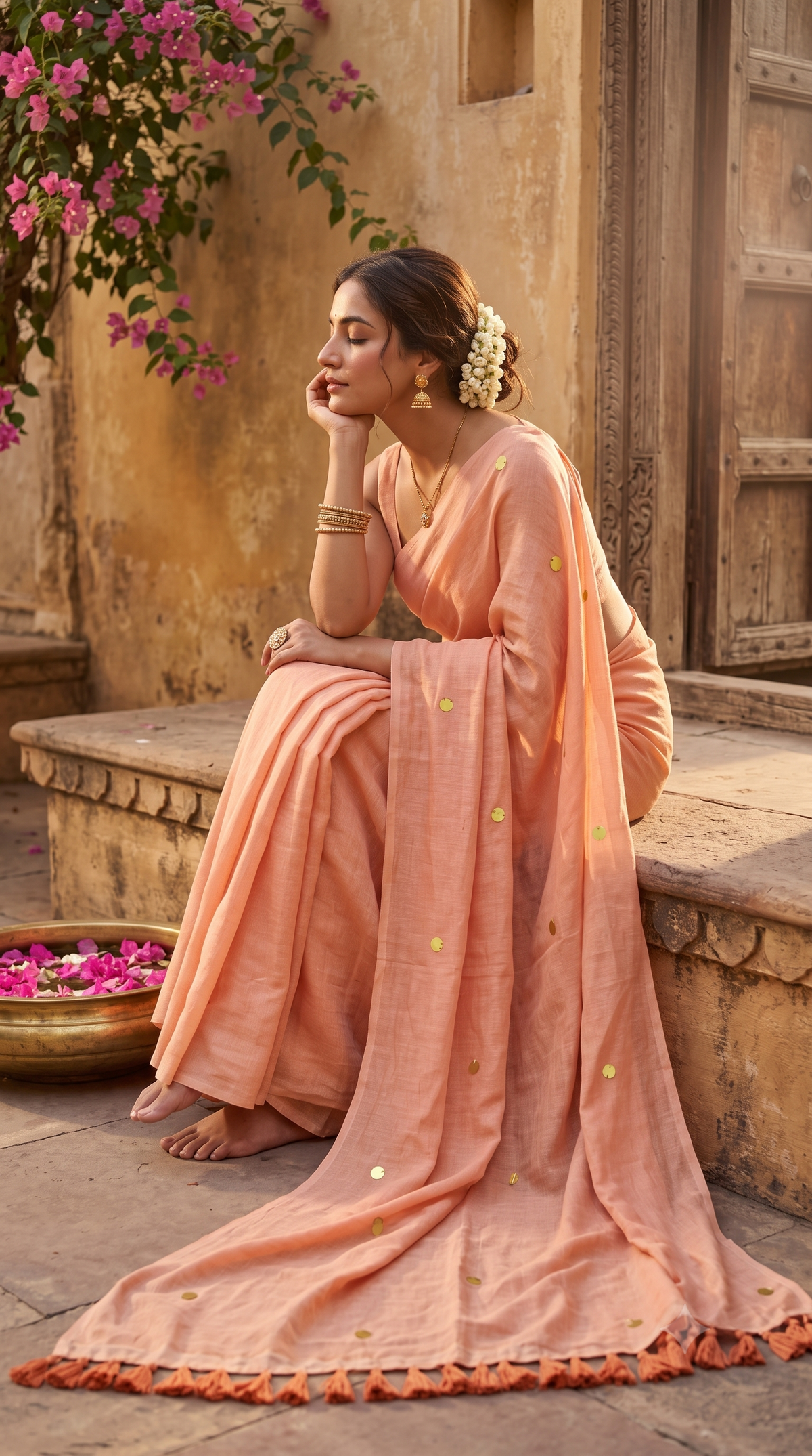 Aruna Peach Gini Mul